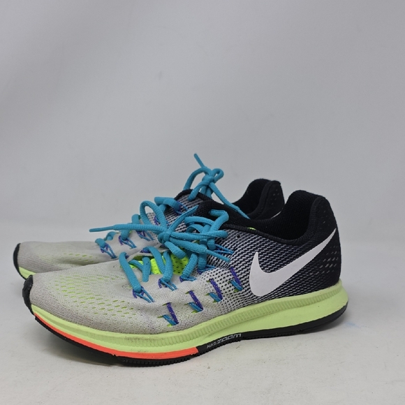 Nike Zoom Pegasus 33Black and Gray Running Shoes with Neon Accents Size 6.5 - Picture 1 of 6